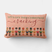 Festive Modern Xmas Pink Cute Nutcracker ランバークッション (正面)