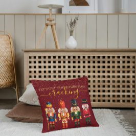 Festive Modern Xmas Red Cute Nutcracker クッション