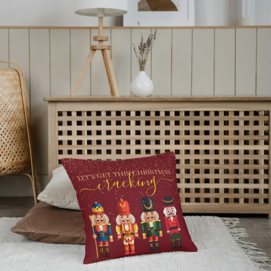 Festive Modern Xmas Red Cute Nutcracker クッション