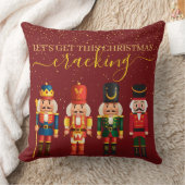 Festive Modern Xmas Red Cute Nutcracker クッション (ブランケット)