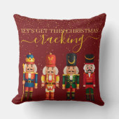 Festive Modern Xmas Red Cute Nutcracker クッション (正面)