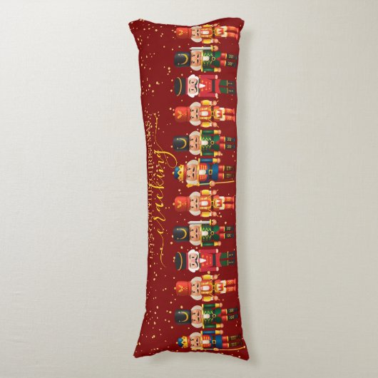 Festive Modern Xmas Red Cute Nutcracker ボディピロー (正面縦)