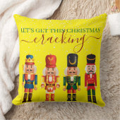 Festive Modern Xmas Yellow Cute Nutcracker クッション (ブランケット)