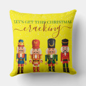 Festive Modern Xmas Yellow Cute Nutcracker クッション (裏面)
