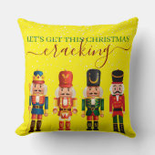 Festive Modern Xmas Yellow Cute Nutcracker クッション (正面)