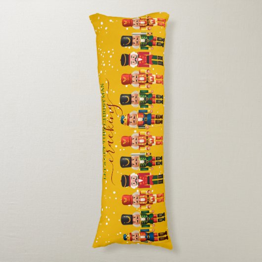 Festive Modern Xmas Yellow Cute Nutcracker ボディピロー (正面縦)