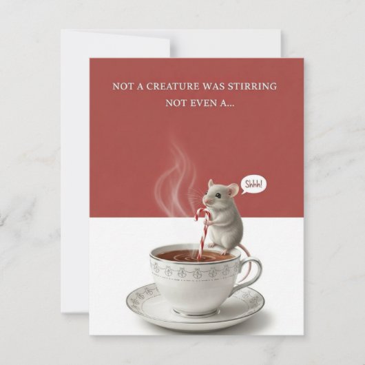 Festive Mouse Not a Creature Christmas Card Joy シーズンカード (正面)