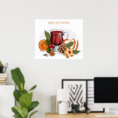 Festive Mulled Wine with Ingredients Illustration  ポスター (ホームオフィス)