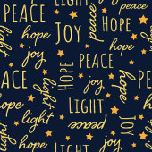 Festive navy and gold blanket Christmas lettering フリースブランケット