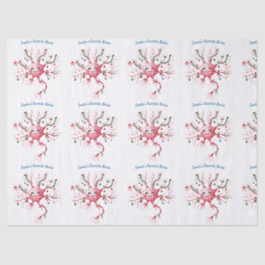 Festive Neuron Pattern – Santa’s Favorite Nurse 薄葉紙 (正面)