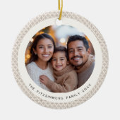 Festive Neutral Scandi Snowflake 2 Sided Photo セラミックオーナメント (正面)