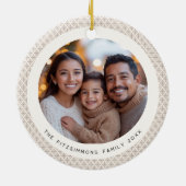 Festive Neutral Scandi Snowflake 2 Sided Photo セラミックオーナメント (裏面)