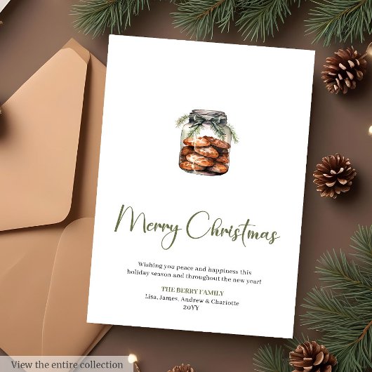 Festive Neutral Watercolor Christmas Greeting Card シーズンカード
