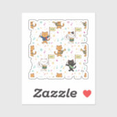 Festive New Year Parade Cat Cheerful Feline シール (シート)