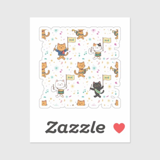 Festive New Year Parade Cat Cheerful Feline シール (シート)