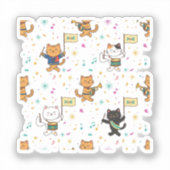 Festive New Year Parade Cat Cheerful Feline シール (正面)