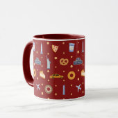 Festive New York City Pattern Christmas Red マグカップ (正面左)
