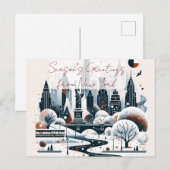 Festive New York City. Personalised Christmas シーズンポストカード (正面/裏面)