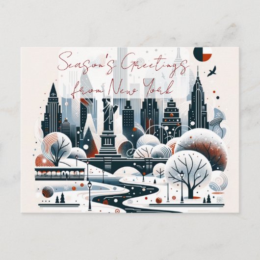 Festive New York City. Personalised Christmas シーズンポストカード (正面)