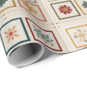 Festive Nine-Square Holiday Motif Design ラッピングペーパー (ロールコーナー)