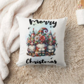 Festive Nordic Gnome Trio with Candles and Winter  クッション (ブランケット)