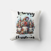 Festive Nordic Gnome Trio with Candles and Winter  クッション (正面)