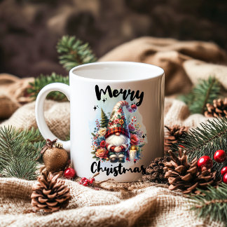 Festive Nordic Gnome Trio with Candles and Winter  コーヒーマグカップ