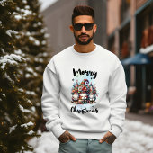 Festive Nordic Gnome Trio with Candles and Winter スウェットシャツ