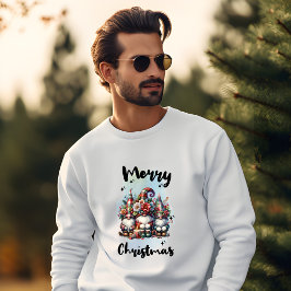 Festive Nordic Gnome Trio with Candles and Winter  スウェットシャツ