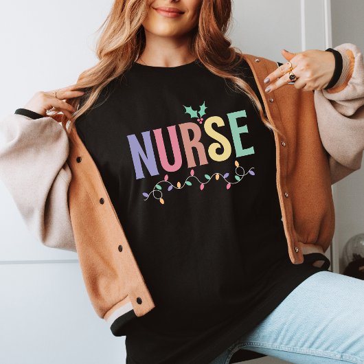 Festive Nurse Lights Christmas Cute  T Shirt Tシャツ