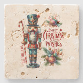 Festive Nutcracke Sweet Christmas Wishes ストーンコースター (正面)