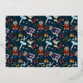 Festive Nutcracker Ballet Christmas Party Navy 箔招待状 (裏面)