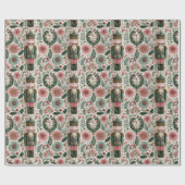 Festive Nutcracker in Pink & Green ラッピングペーパー (フラット)