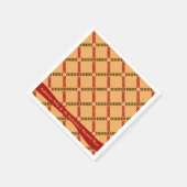 Festive Ochre Retro Rope Check Halloween Party スタンダードカクテルナプキン (角)