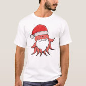 Festive Octopus Santa Design Tシャツ (正面)