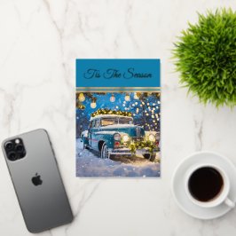 Festive Old Car 箔グリーティングカード