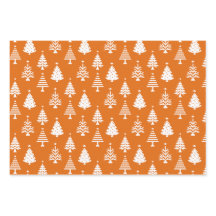 Festive Orange and White Christmas Tree Pattern