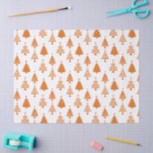 Festive Orange and White Christmas Tree Pattern 薄葉紙 (クラフト)