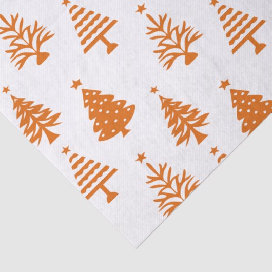 Festive Orange and White Christmas Tree Pattern 薄葉紙 (詳細)