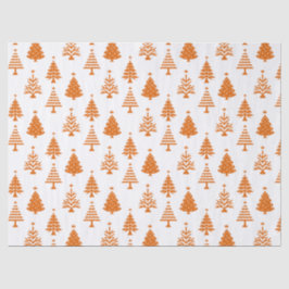 Festive Orange and White Christmas Tree Pattern 薄葉紙