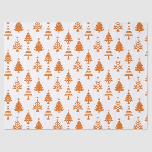 Festive Orange and White Christmas Tree Pattern 薄葉紙 (正面)