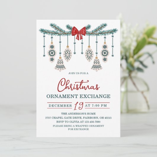 Festive Ornament Exchange Christmas Party 招待状 (スタンド正面)