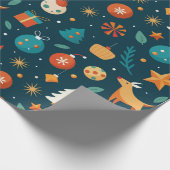 Festive Ornaments and Reindeer Pattern ラッピングペーパー (角)
