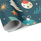 Festive Ornaments and Reindeer Pattern ラッピングペーパー (ロールコーナー)