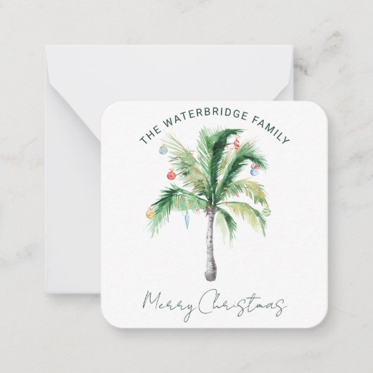Festive Palm Tree Holiday Merry Christmas ノートカード (正面)