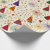 Festive Party Hats & Fireworks Seamless Pattern  ラッピングペーパー (角)
