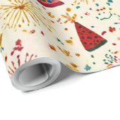 Festive Party Hats & Fireworks Seamless Pattern  ラッピングペーパー (ロールコーナー)