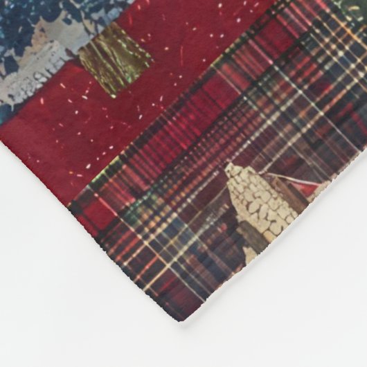 Festive Patchwork Christmas Tree Pattern (4) フリースブランケット (角)