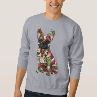 Festive Patchwork French Bulldog Christmas スウェットシャツ