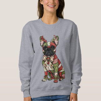 Festive Patchwork French Bulldog Christmas スウェットシャツ